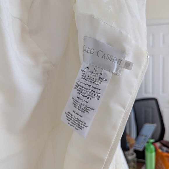 Oleg Cassini for David's Bridal Cap Sleeve Tea-Length Wedding Dress - Picture 11 of 14